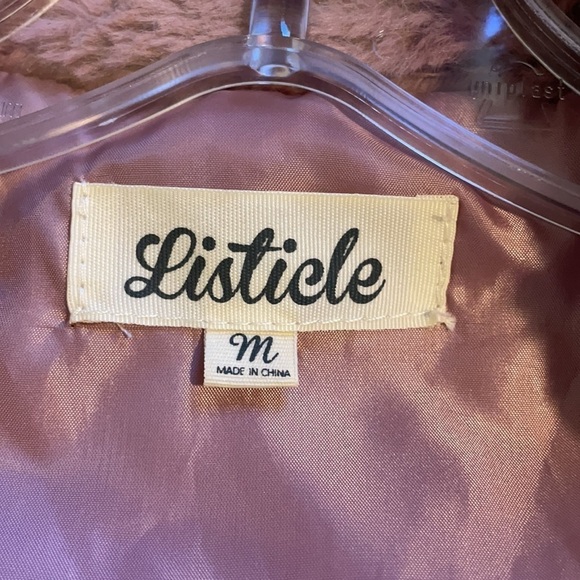 Listicle 1/4 zip Faux fur soft pullover popover teddy bear Mauve cozy M - Picture 7 of 11